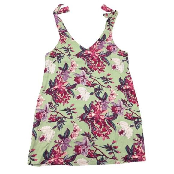 & OTHER STORIES Shoulder Tie Floral Lightweight V Neck Mini Dress Sz 12 - Picture 7 of 7